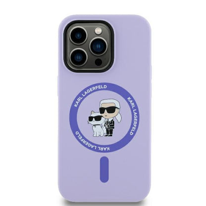 Etui MagSafe dla Apple iPhone 14 Pro Max, Karl Lagerfeld, Silicone Ring Karl & Choupette, Fioletowy