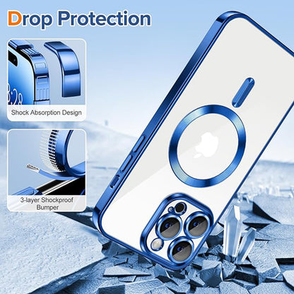 Etui MagSafe do Apple iPhone 14 Pro Max, Techsuit, Luxury Crystal, Ciemnoniebieskie