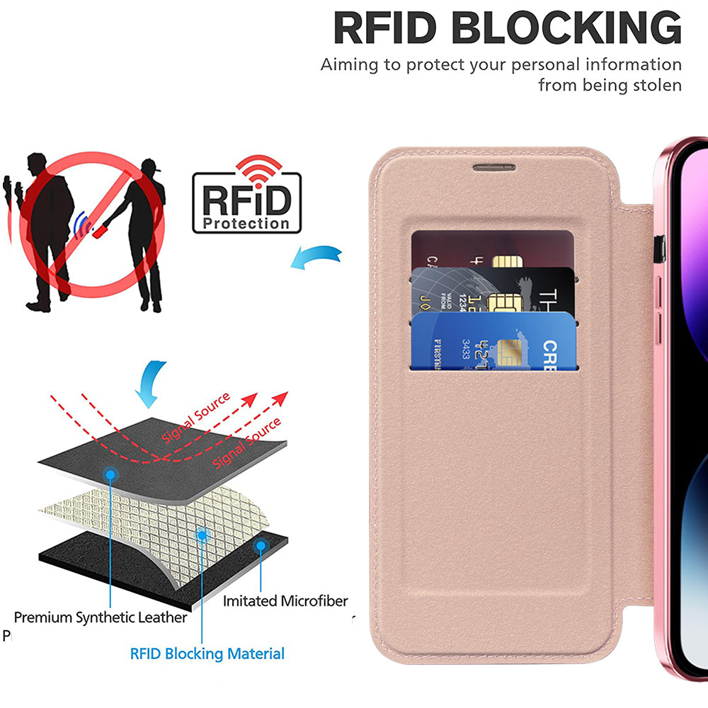 MagSafe Case for Apple iPhone 14 Pro Max, Techsuit, SmartMag Book, Pink