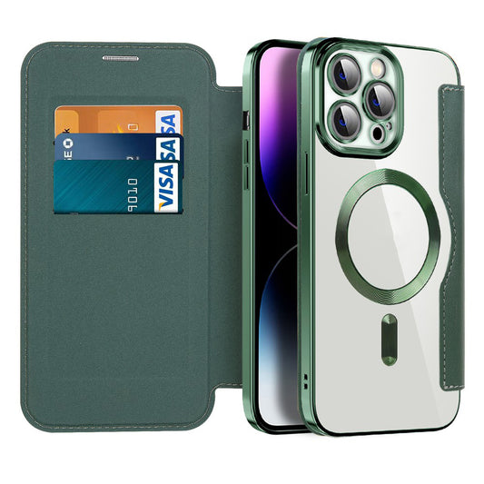 Etui MagSafe do Apple iPhone 14 Pro Max, Techsuit, SmartMag Book, Zielony