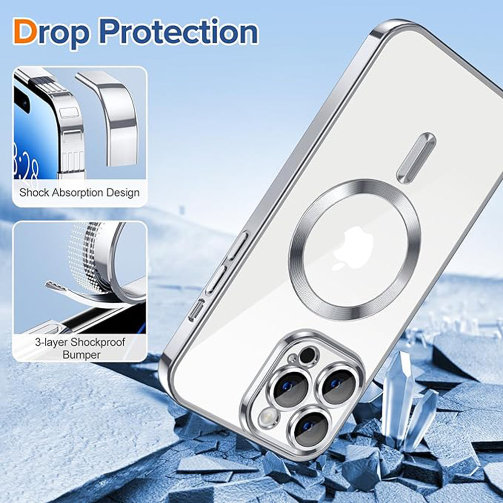 Etui MagSafe do Apple iPhone 14 Pro, Techsuit, Luxury Crystal, Srebrne