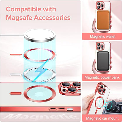 MagSafe Case for Apple iPhone 14 Pro, Techsuit, Luxury Crystal, Red