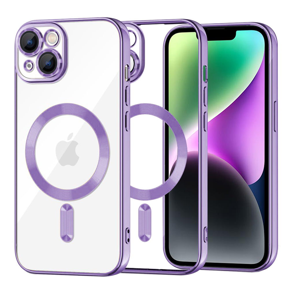 MagSafe Case for Apple iPhone 14, Techsuit, Luxury Crystal, Light Purple