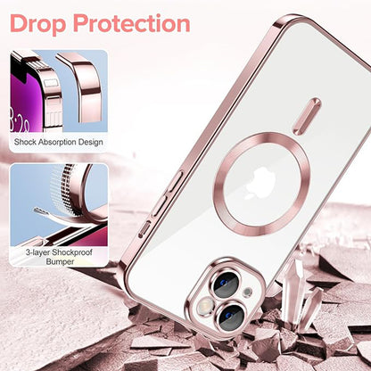 Etui MagSafe do Apple iPhone 14, Techsuit, Luxury Crystal, Różowe