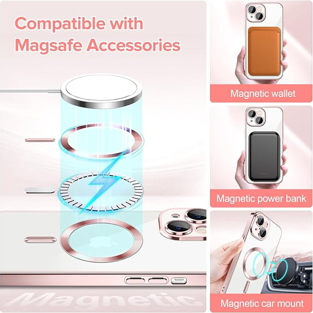 Etui MagSafe do Apple iPhone 14, Techsuit, Luxury Crystal, Różowe