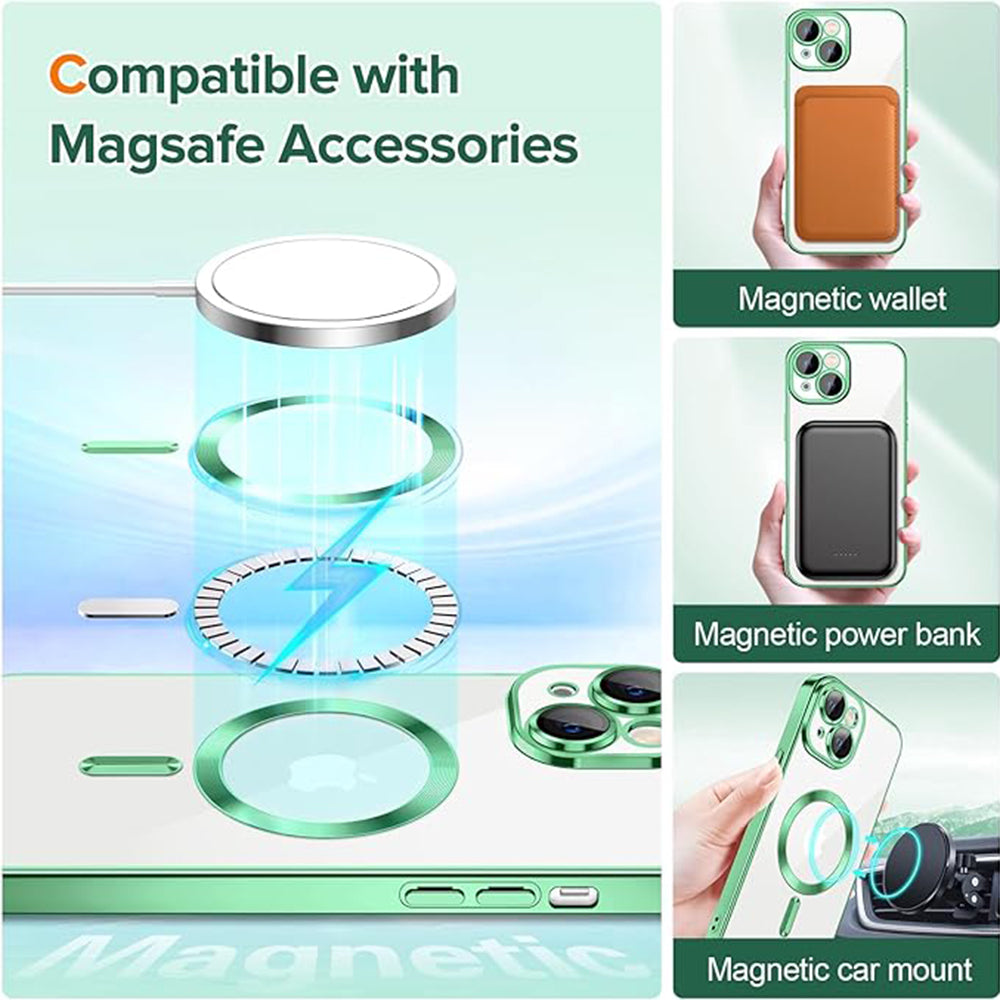 Etui MagSafe do Apple iPhone 14, Techsuit, Luxury Crystal, Jasnozielony