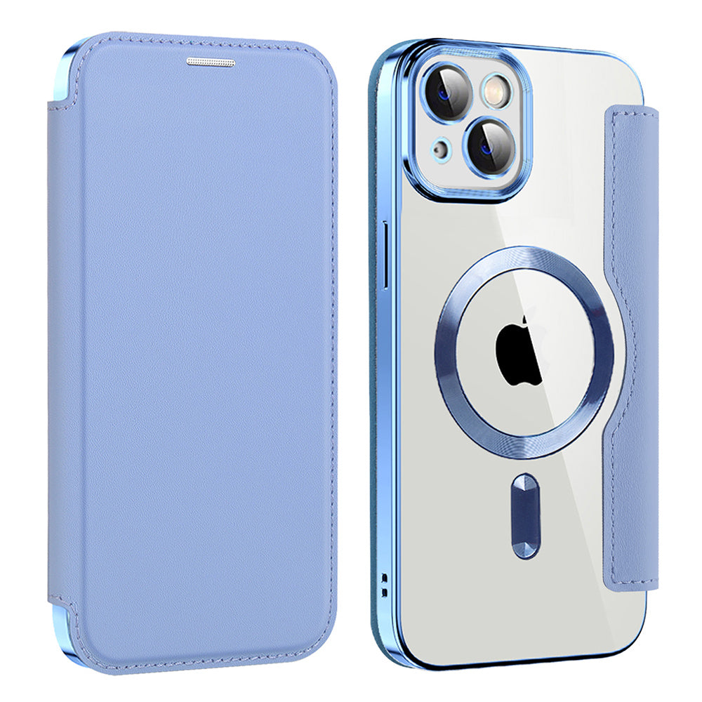 MagSafe Case for Apple iPhone 14, Techsuit, SmartMag Book, Blue
