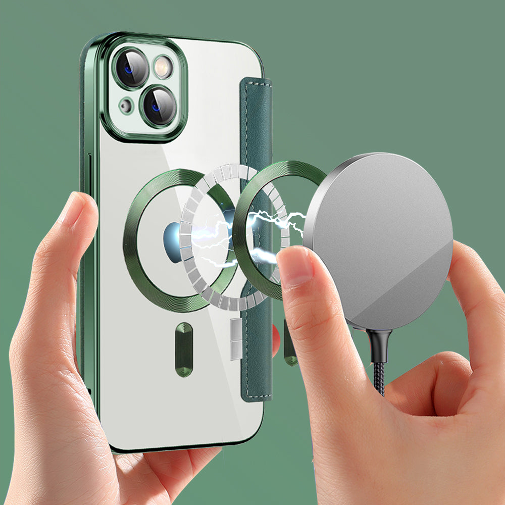 Etui MagSafe do Apple iPhone 14, Techsuit, SmartMag Book, Zielony