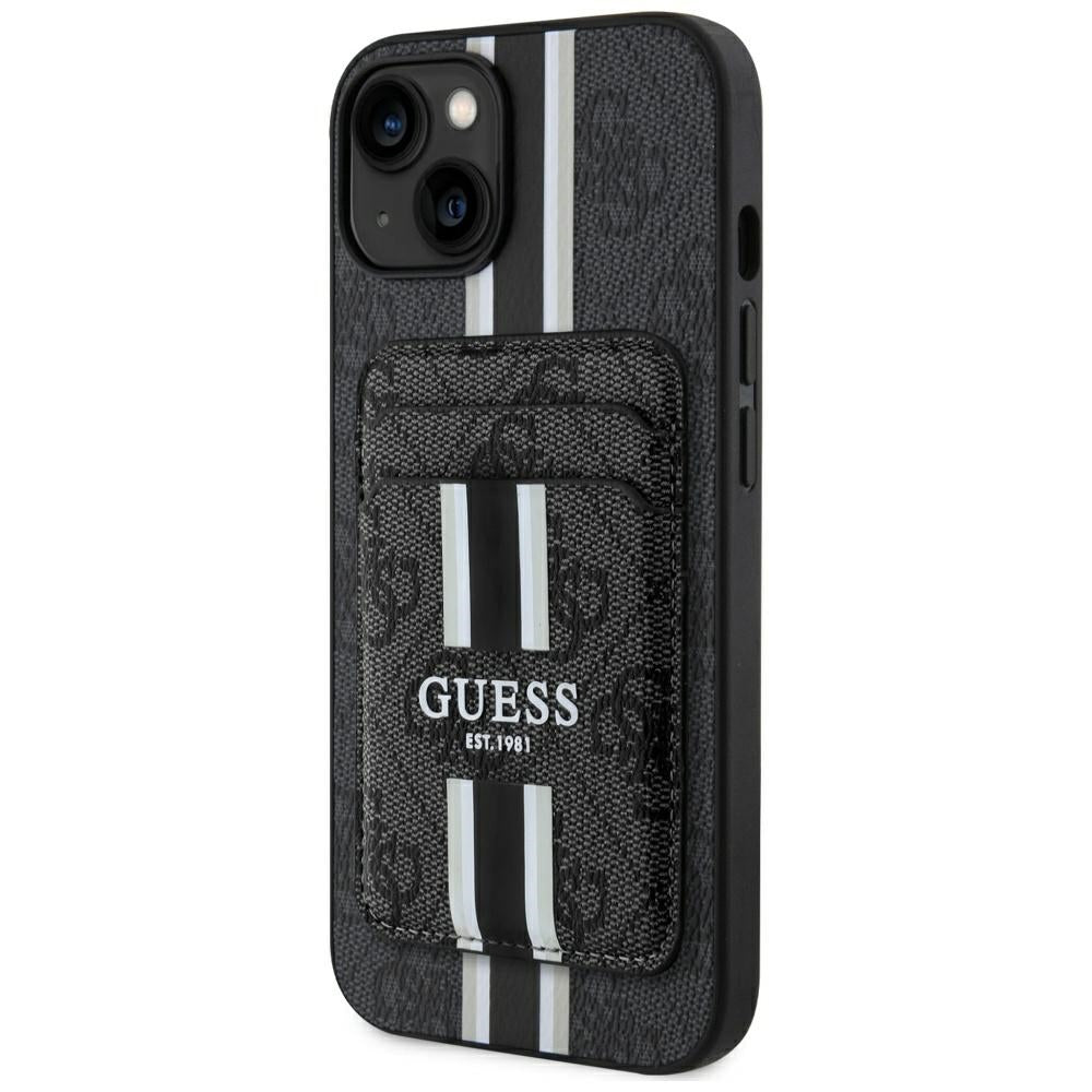 Etui MagSafe dla Apple iPhone 15, Guess, Cardslot 4G Stripes, Czarne