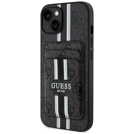 Etui MagSafe dla Apple iPhone 15, Guess, Cardslot 4G Stripes, Czarne