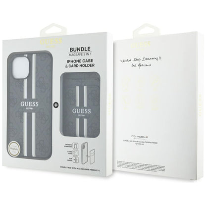 Etui MagSafe dla Apple iPhone 15, Guess, Cardslot 4G Stripes, Czarne