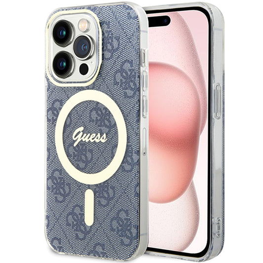 Etui MagSafe dla Apple iPhone 15, Guess, IML 4G, Niebieskie