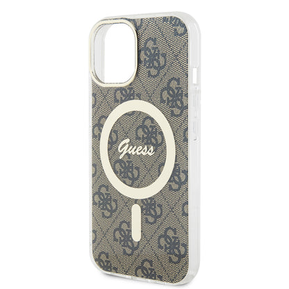 Etui MagSafe dla Apple iPhone 15, Guess, IML 4G, Brązowy