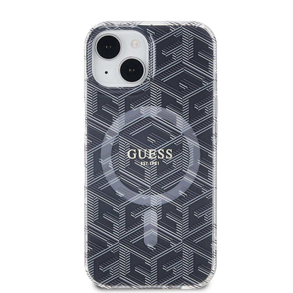 Etui MagSafe dla Apple iPhone 15, Guess, IML Gcube, Czarne