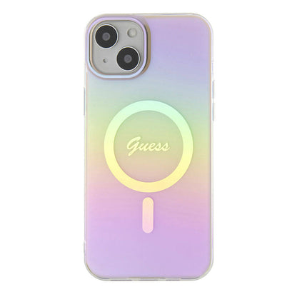 Etui MagSafe dla Apple iPhone 15, Guess, IML Iridescent Script, Różowy GUHMP15SHITSP