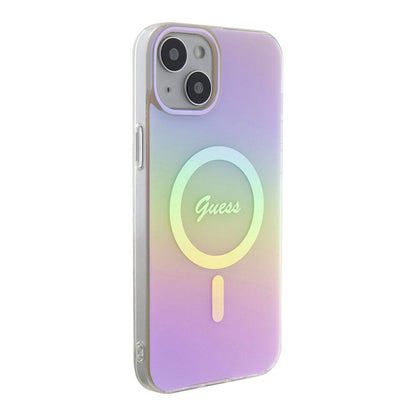 Etui MagSafe dla Apple iPhone 15, Guess, IML Iridescent Script, Różowy GUHMP15SHITSP