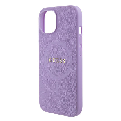 Etui MagSafe dla Apple iPhone 15, Guess, Saffiano, Fioletowy