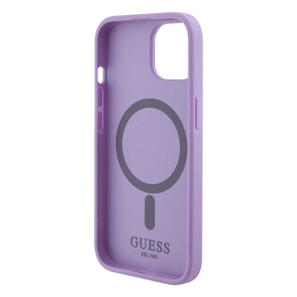 Etui MagSafe dla Apple iPhone 15, Guess, Saffiano, Fioletowy