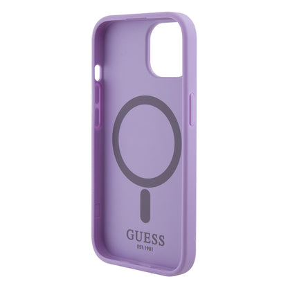 Etui MagSafe dla Apple iPhone 15, Guess, Saffiano, Fioletowy
