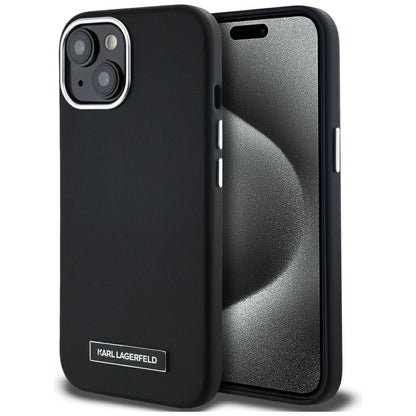 Etui MagSafe dla Apple iPhone 15, Karl Lagerfeld, FW Metal Plate, Czarne