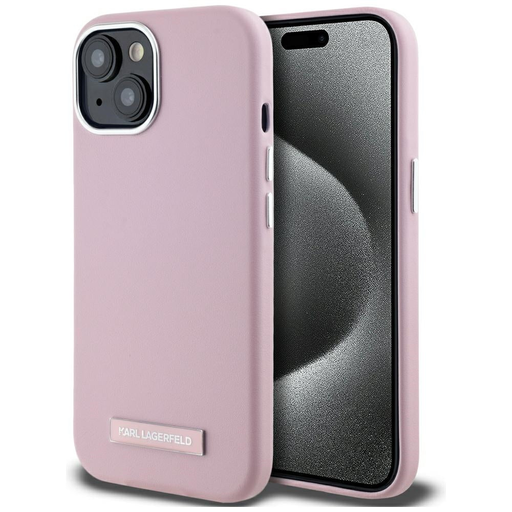 Etui MagSafe dla Apple iPhone 15, Karl Lagerfeld, FW Metal Plate, Różowy