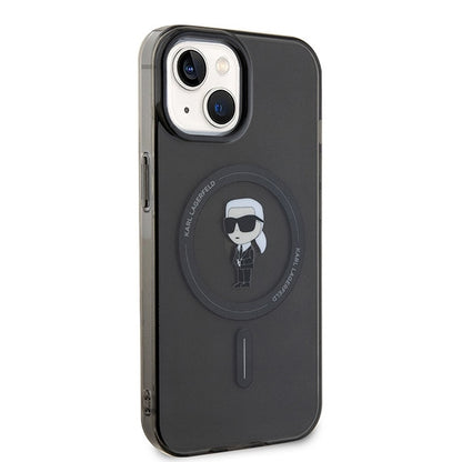 MagSafe Case for Apple iPhone 15, Karl Lagerfeld, IML Ikonik Karl, Black