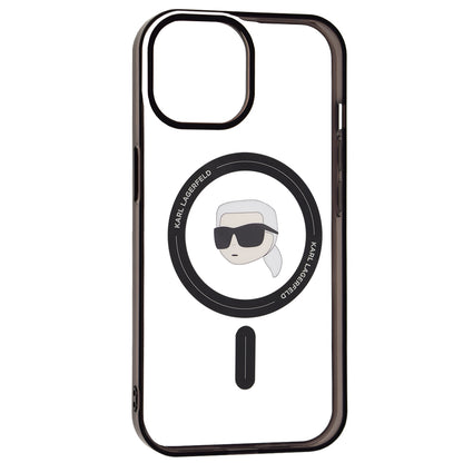 Etui MagSafe dla Apple iPhone 15, Karl Lagerfeld, IML Karl's Head, Przezroczyste