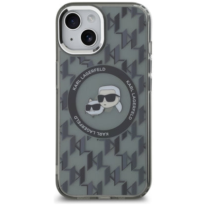 Etui MagSafe dla Apple iPhone 15, Karl Lagerfeld, IML Monogram Karl & Choupette's Heads, Czarne