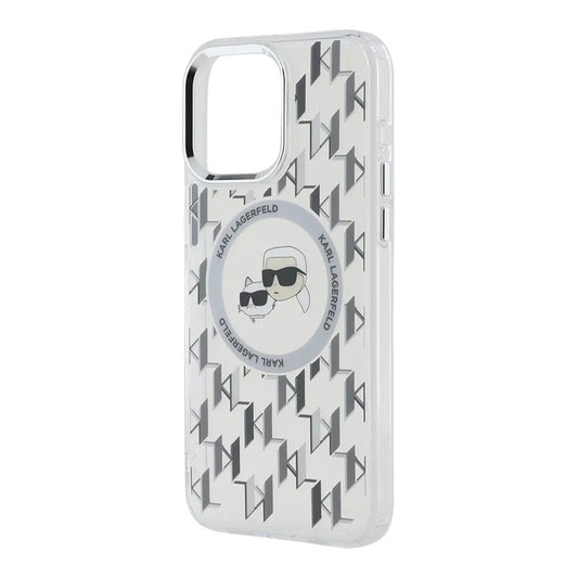 Etui MagSafe dla Apple iPhone 15, Karl Lagerfeld, IML Monogram Karl & Choupette's Heads, Przezroczyste