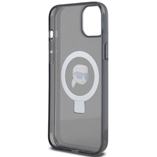 Etui MagSafe dla Apple iPhone 15, Karl Lagerfeld, Ring Stand Karl's Head, Czarne