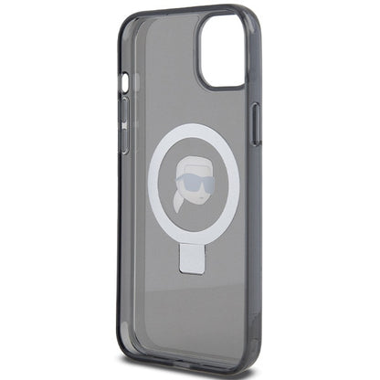Etui MagSafe dla Apple iPhone 15, Karl Lagerfeld, Ring Stand Karl's Head, Czarne