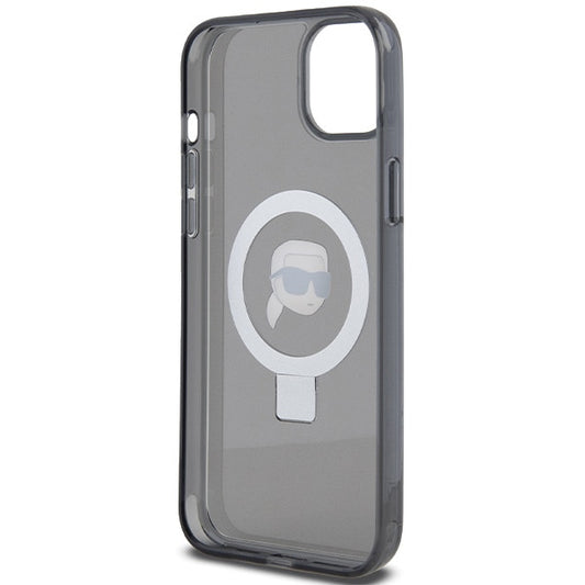 Etui MagSafe dla Apple iPhone 15, Karl Lagerfeld, Ring Stand Karl's Head, Czarne