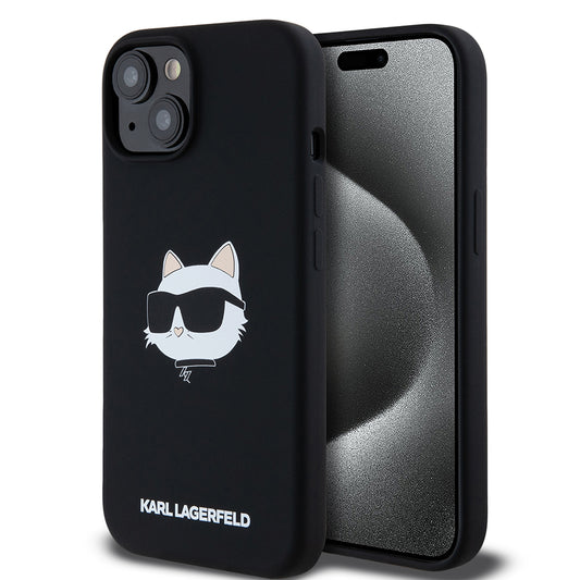 Etui MagSafe dla Apple iPhone 15, Karl Lagerfeld, Silikonowa Głowa Choupette, Czarne