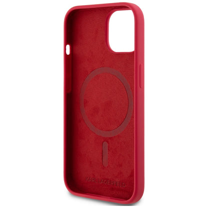 Etui MagSafe dla Apple iPhone 15, Karl Lagerfeld, Silikonowe Karl & Choupette, Różowe