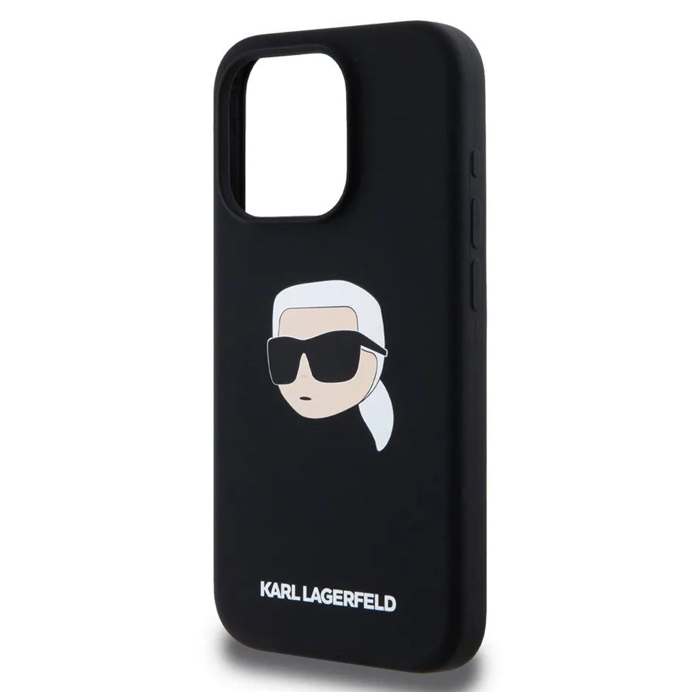 Etui MagSafe dla Apple iPhone 15, Karl Lagerfeld, Silikonowa Głowa Karla, Czarna