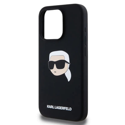 Etui MagSafe dla Apple iPhone 15, Karl Lagerfeld, Silikonowa Głowa Karla, Czarna