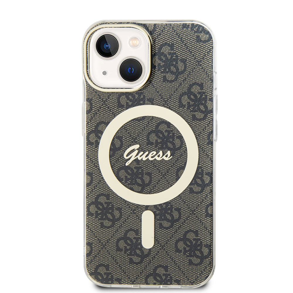 Etui MagSafe dla Apple iPhone 15 Plus, Guess, IML 4G, Brązowy