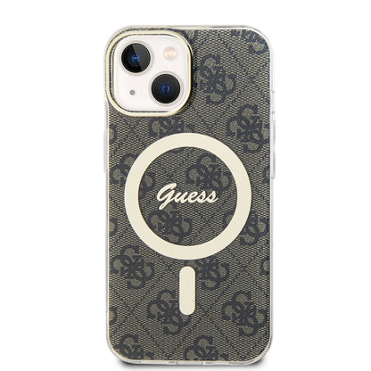 Etui MagSafe dla Apple iPhone 15 Plus, Guess, IML 4G, Brązowy