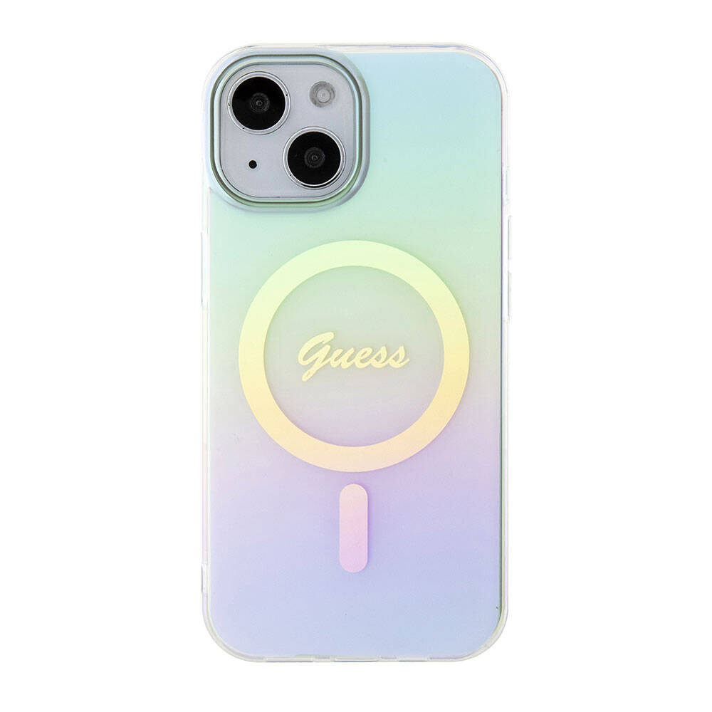 Etui MagSafe dla Apple iPhone 15 Plus, Guess, IML Iridescent, Turkusowy