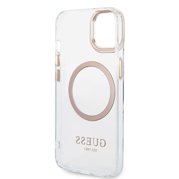 Etui MagSafe dla Apple iPhone 15 Plus, Guess, Metal Outline, Złote
