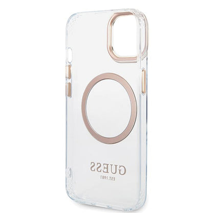 Etui MagSafe dla Apple iPhone 15 Plus, Guess, Metal Outline, Złote