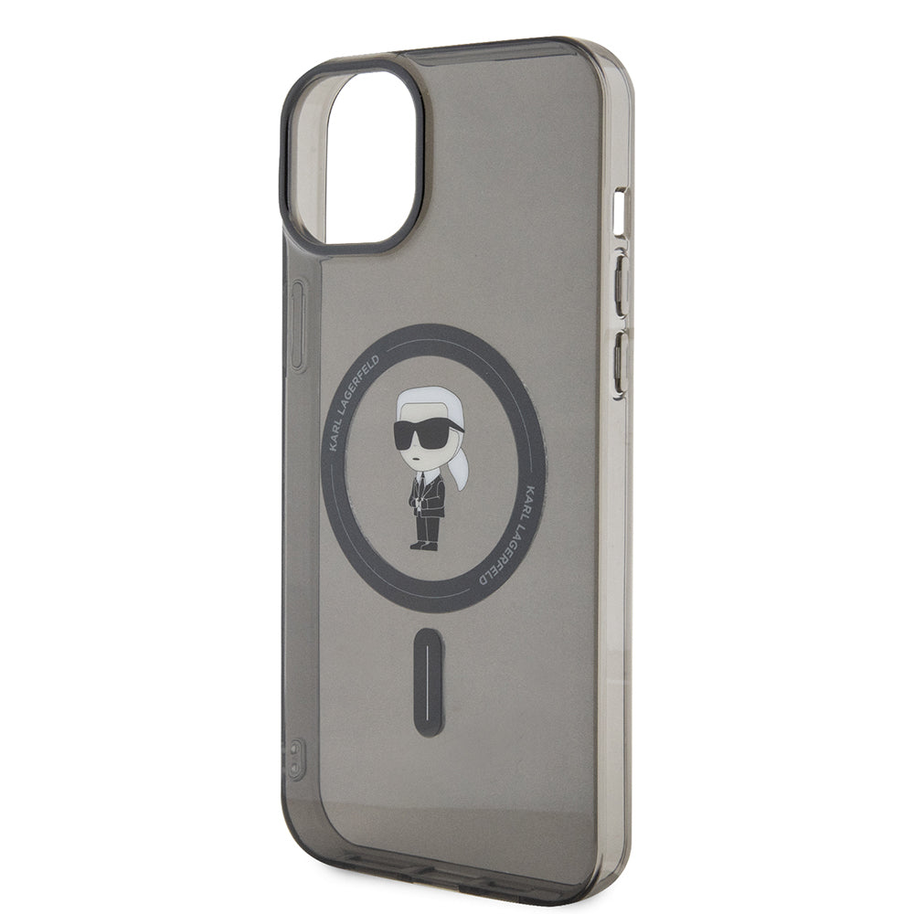 Etui MagSafe dla Apple iPhone 15 Plus, Karl Lagerfeld, IML Ikonik Karl, Czarne