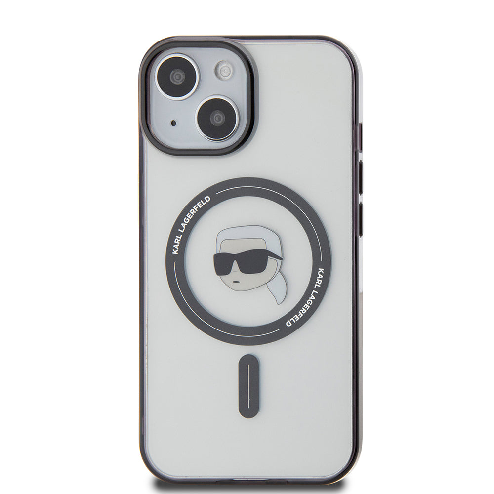 Etui MagSafe dla Apple iPhone 15 Plus, Karl Lagerfeld, IML Karl's Head, Przezroczyste