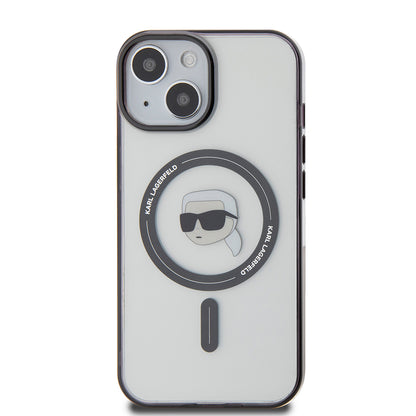 Etui MagSafe dla Apple iPhone 15 Plus, Karl Lagerfeld, IML Karl's Head, Przezroczyste