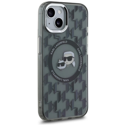 Etui MagSafe dla Apple iPhone 15 Plus, Karl Lagerfeld, IML Monogram Karl & Choupette's Heads, Czarne