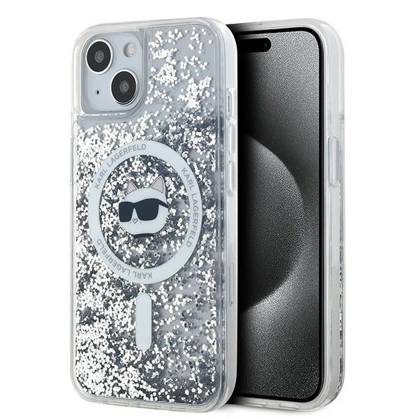 Etui MagSafe dla Apple iPhone 15 Plus, Karl Lagerfeld, Liquid Glitter Choupette's Head, Przezroczyste