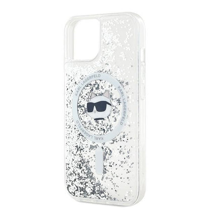 Etui MagSafe dla Apple iPhone 15 Plus, Karl Lagerfeld, Liquid Glitter Choupette's Head, Przezroczyste
