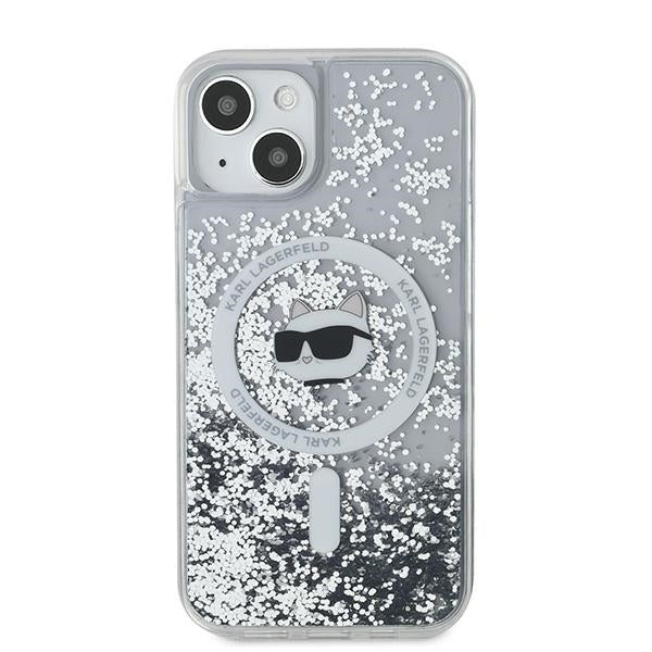 Etui MagSafe dla Apple iPhone 15 Plus, Karl Lagerfeld, Liquid Glitter Choupette's Head, Przezroczyste