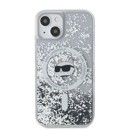 Etui MagSafe dla Apple iPhone 15 Plus, Karl Lagerfeld, Liquid Glitter Choupette's Head, Przezroczyste