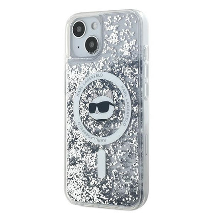 Etui MagSafe dla Apple iPhone 15 Plus, Karl Lagerfeld, Liquid Glitter Choupette's Head, Przezroczyste